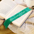 Personalised Velvet Ribbon Bookmark in Green