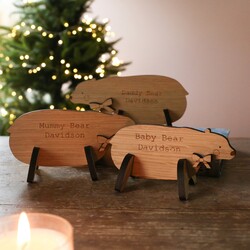 Personalised Wooden Family Bear Decoration
