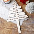 Personalised Wooden Christmas Family Signpost Lying Flat