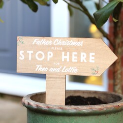Personalised Wooden Father Christmas Please Stop Here Sign