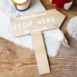 Personalised Wooden Father Christmas Please Stop Here Sign Lying Flat