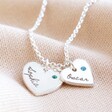 Lisa Angel Personalised Sterling Silver Double Heart Charm Necklace with Swarovski Crystal