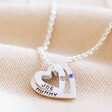 Lisa Angel Delicate Personalised Sterling Silver Double Heart Outline Necklace with Swarovski Crystal