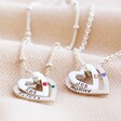 Lisa Angel Ladies' Personalised Sterling Silver Double Heart Outline Necklace with Swarovski Crystal