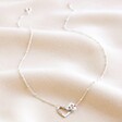 Ladies' Personalised Sterling Silver Double Heart Outline Necklace with Swarovski Crystal