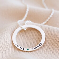 Personalised Sterling Silver Family Hoop Necklace with Swarovski Crystal
