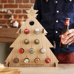 Personalised Fill Your Own Wooden Christmas Tree Beer Advent Calendar