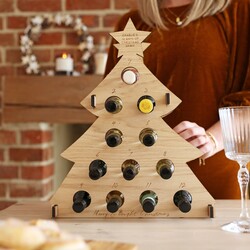 Personalised Fill Your Own Wooden Christmas Tree Wine Advent Calendar