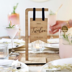 Personalised Wooden Standing Wedding Table Number