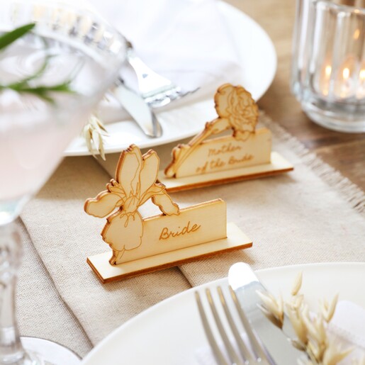 UK Handmade Personalised Wooden Birth Flower Place Settings