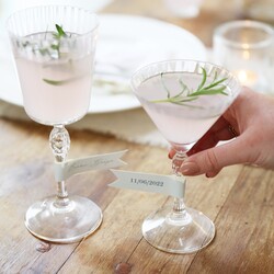 Set of 4 Personalised Blue Wedding Paper Glass Labels