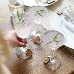 Set of Personalised Wooden Wine Glass Charms