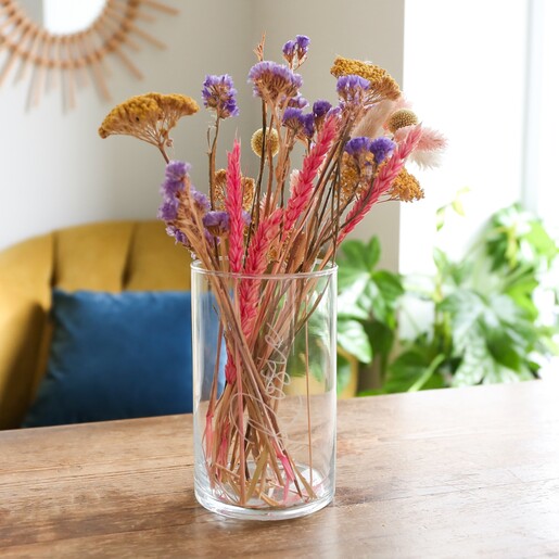 Personalised Small Cylinder Glass Vase with Flowers