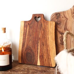 Acacia Wood Chopping Board with Heart Detail