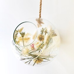 Recycled Glass Hanging Terrarium, H20cm