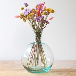 Round Recycled Glass Bottle Vase, H25cm