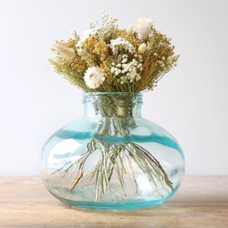 Short Round Recycled Glass Vase, H22cm