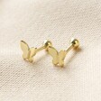 Lisa Angel Gold Sterling Silver Butterfly Barbell Earrings