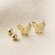 Gold Sterling Silver Butterfly Barbell Earrings Side by Side