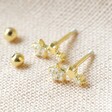 Gold Sterling Silver Crystal Constellation Barbell Earrings Side by Side