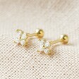 Lisa Angel Gold Sterling Silver Crystal Flower Barbell Earrings