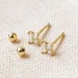 Gold Sterling Silver Crystal Flower Barbell Earrings Side by Side
