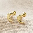 Gold Sterling Silver Moon Barbell Earrings