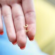 Gold Sterling Silver Moon Barbell Earrings in Palm of Hand