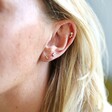 Gold Sterling Silver Moon Barbell Earring Worn With Other Earrings