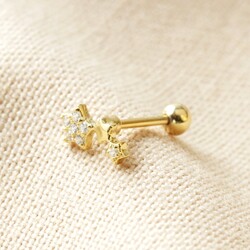 Single Gold Sterling Silver Crystal Constellation Barbell Earring