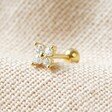 Lisa Angel Single Gold Sterling Silver Crystal Flower Barbell Earring