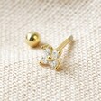 Individual Gold Sterling Silver Crystal Flower Barbell Earring