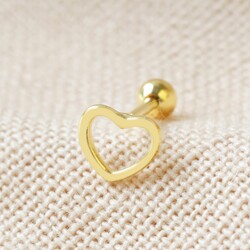 Single Gold Sterling Silver Heart Barbell Earring