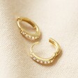 Tiny Gold Sterling Silver Crystal Hoop Earrings - Open