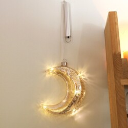 Hanging Crackled Silver Glass LED Moon Light