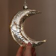 Personalised Hanging Crackled Silver Glass LED Moon Light