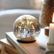 Personalised Medium LED Crackled Silver Light Globe on Table
