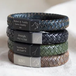 Men's Personalised Constellation Woven Leather Bracelet
