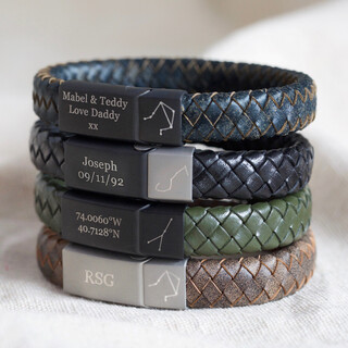 Men's Personalised Constellation Woven Leather Bracelet