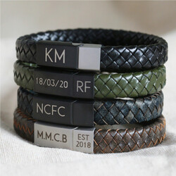Men's Personalised Initials Woven Leather Bracelet