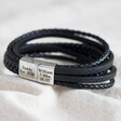 Lisa Angel Men's Engraved Personalised Black Layered Vegan Leather Straps Bracelet