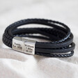 Lisa Angel Men's Black Personalised Layered Leather Straps Bracelet