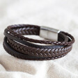 Lisa Angel Men's Black Personalised Layered Vegan Leather Straps Bracelet