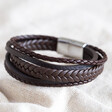 Lisa Angel Men's Personalised Layered Leather Straps Bracelet in Brown