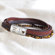 Lisa Angel Engraved Men's Personalised Leather and Tiger Eye Bead Bracelet