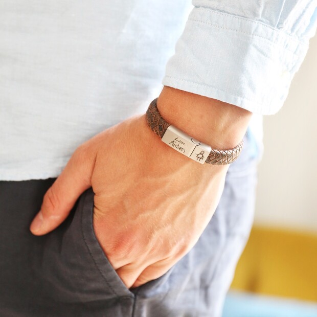 Men's Personalised Handwriting Woven Leather Bracelet Men's Personalised Handwriting Woven Leather Bracelet