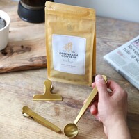 Set of Three Brass Coffee Scoop and Clips