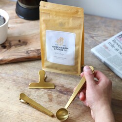 Set of Three Brass Coffee Scoop and Clips