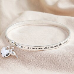 'Friend' Meaningful Word Bangle in Silver