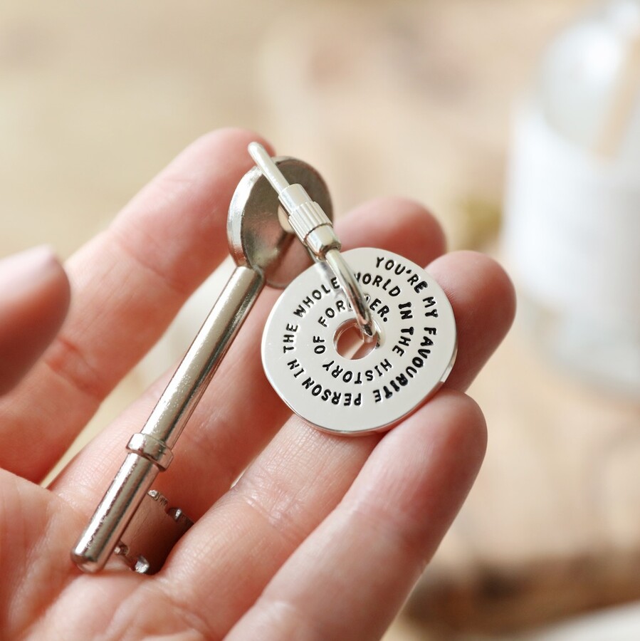 Key Ring Sentiment Meaningful Words Favourite Person Keyring in Silver | Lisa Angel